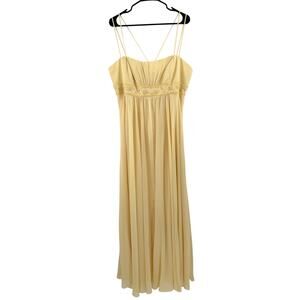 DAVID’S Bridal Dress Size 16 NWT Spaghetti Strap Chiffon Beaded Canary Yellow
